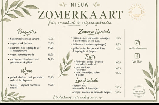 Menukaart zomer